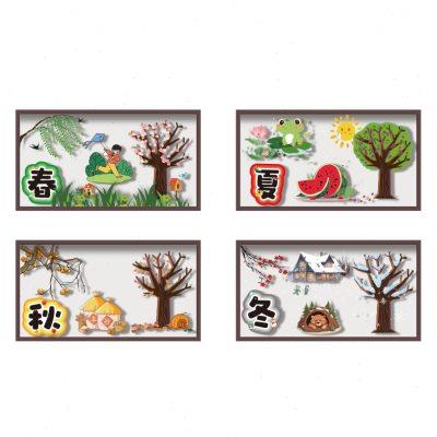 幼儿园环创主题墙贴面成品托管班文化装饰画走廊大厅形象布置设计