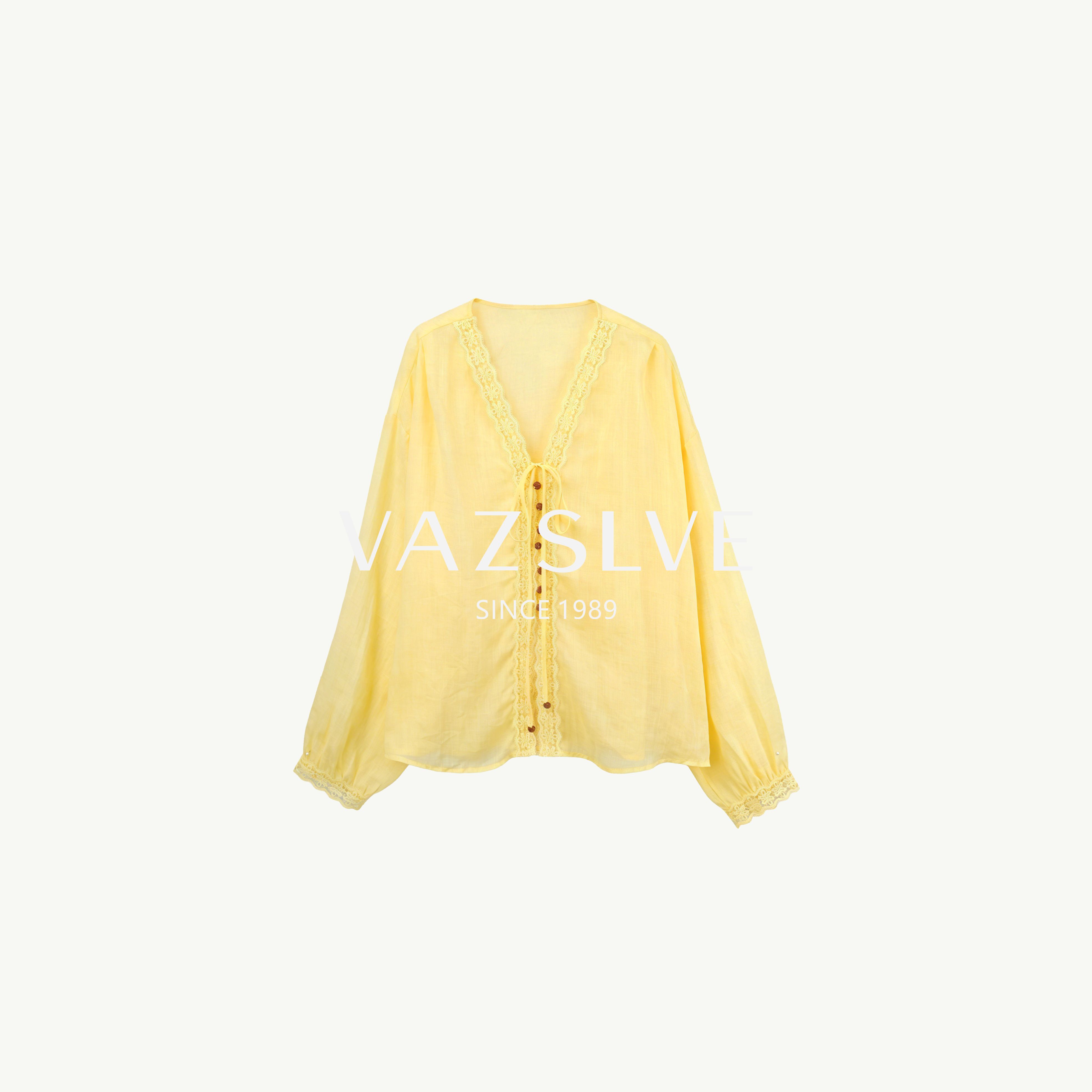 【VAZSLVE/全新奢品】捡漏-蕾丝花边V领上衣-BO11718