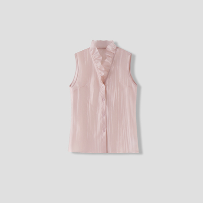 【26年春款丨全场可搭绝美内搭】舒适简约木耳边无袖衬衫6CLLH813