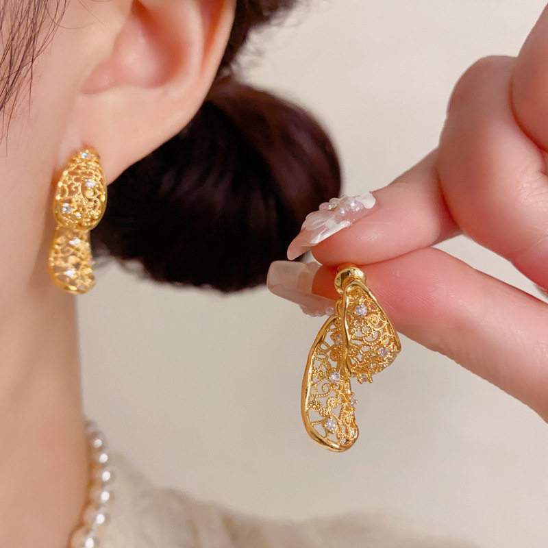 跨境金属镂空水滴形前后戴耳环气质轻奢复古百搭设计感耳坠,饰品/流行首饰/时尚饰品新,耳钉,淘宝优惠券,粉丝福利购,淘宝优惠卷