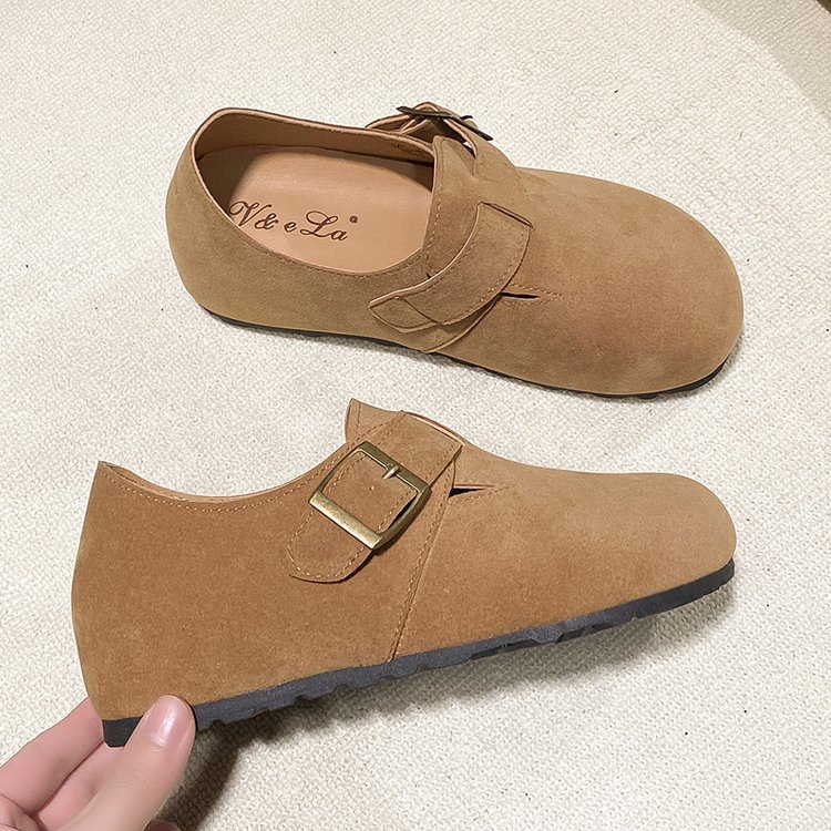 桑坡勃肯鞋平底单鞋女季一脚蹬豆豆鞋丑萌日系乐福鞋单鞋