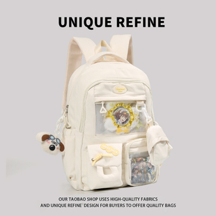 0712#新品 书包少女白色透明隔层背包二次元痛包日系高颜值双肩包