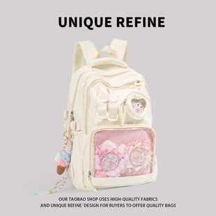 0715#新品 书包女学生白色痛包大容量背包二次元漫画原创双肩包