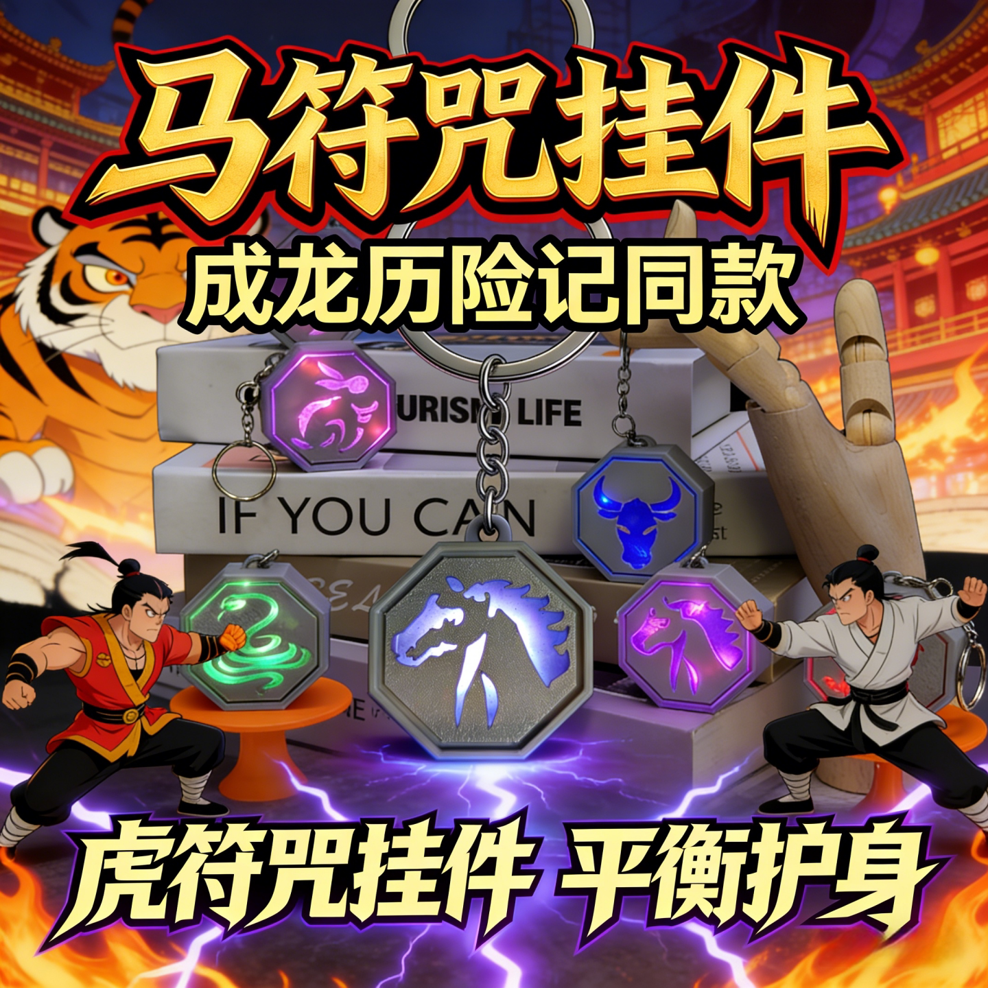 马符石十二生肖成龙历险记触碰发光动漫挂件礼物周边符石钥匙扣