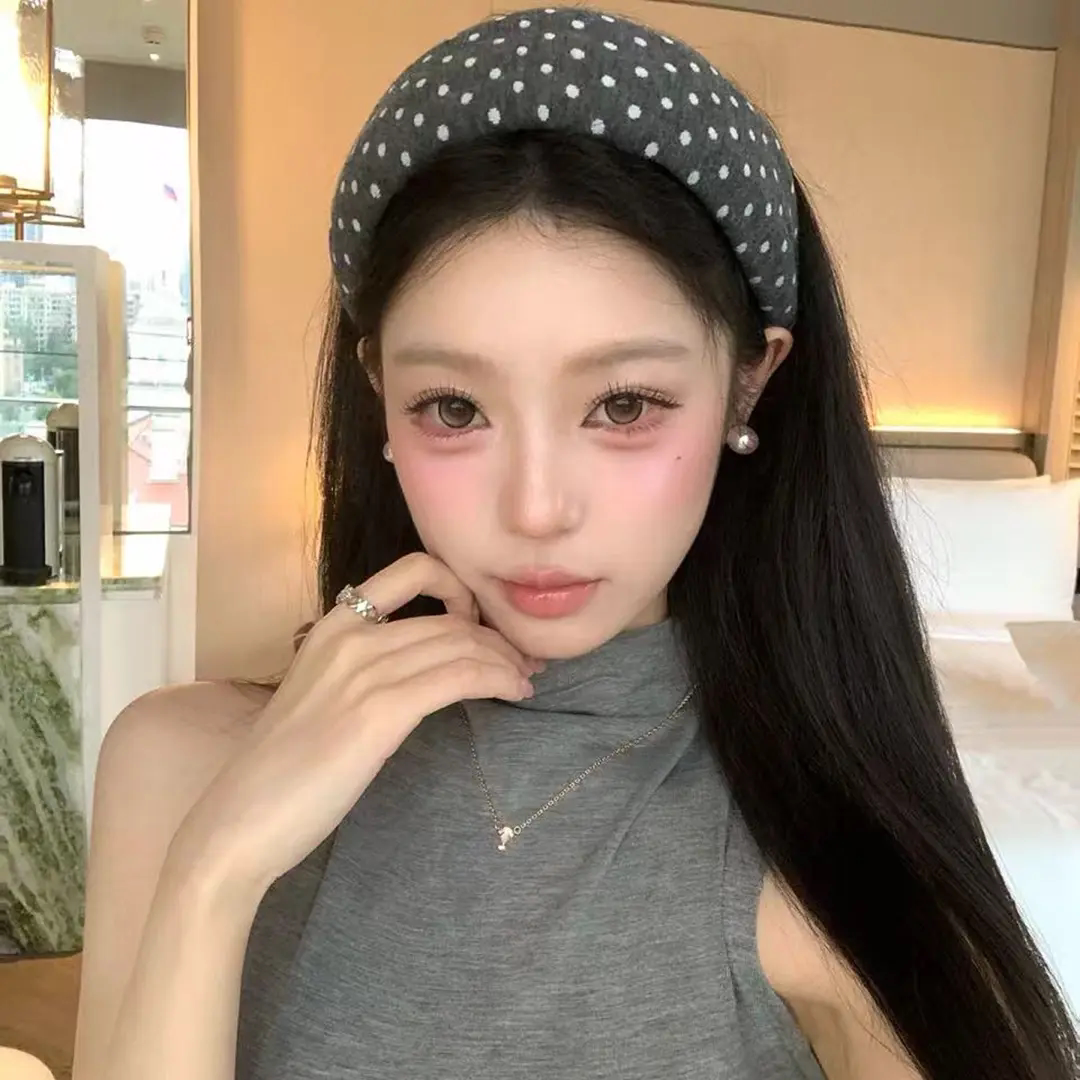 韩系波点宽边发箍女款高颅顶