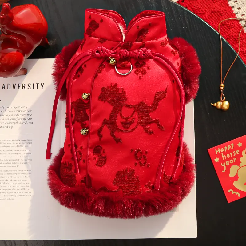 新年马年喜庆秋冬新中式加绒宠物狗狗猫咪衣服饰用品马甲比熊泰迪,宠物/宠物食品及用品,猫宠物服装/雨衣（新）,淘宝优惠券,粉丝福利购,淘宝优惠卷