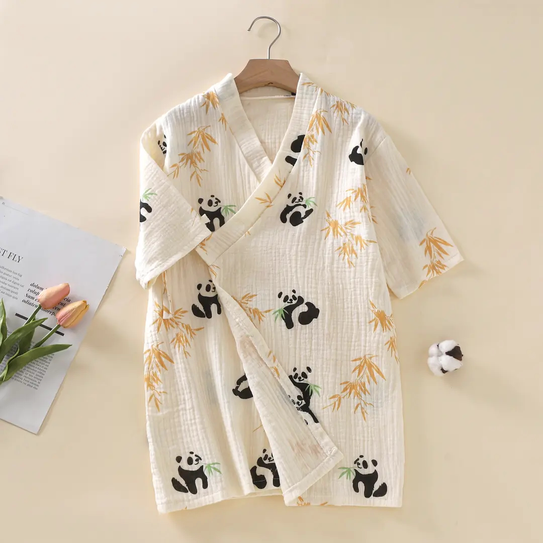 A类100%棉儿童睡衣夏季薄款浴巾浴袍宝宝卡通家居服睡袍空调服