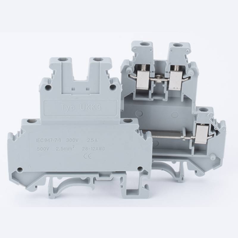 纯铜阻燃UKK3/5双层轨道接线端子排2.5平方双进双出MBKKB/UK2.5B