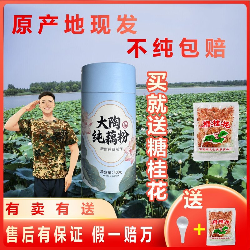 大陶纯藕粉九孔红莲藕粉无蔗糖0脂0添加孕妇产妇老人小孩代餐早餐