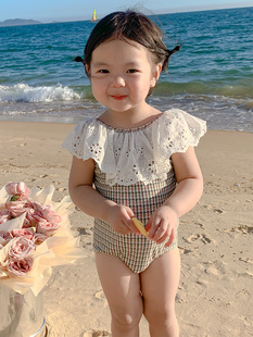 新款 女童泳衣宝宝连体可爱格子公主裙式 2023夏季 泳装 游泳套装