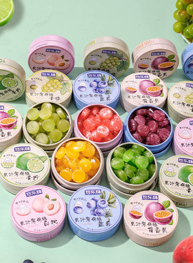 悠乐嗨果汁水果薄荷硬糖清凉铁盒清新口气网红解馋休闲小零食糖果