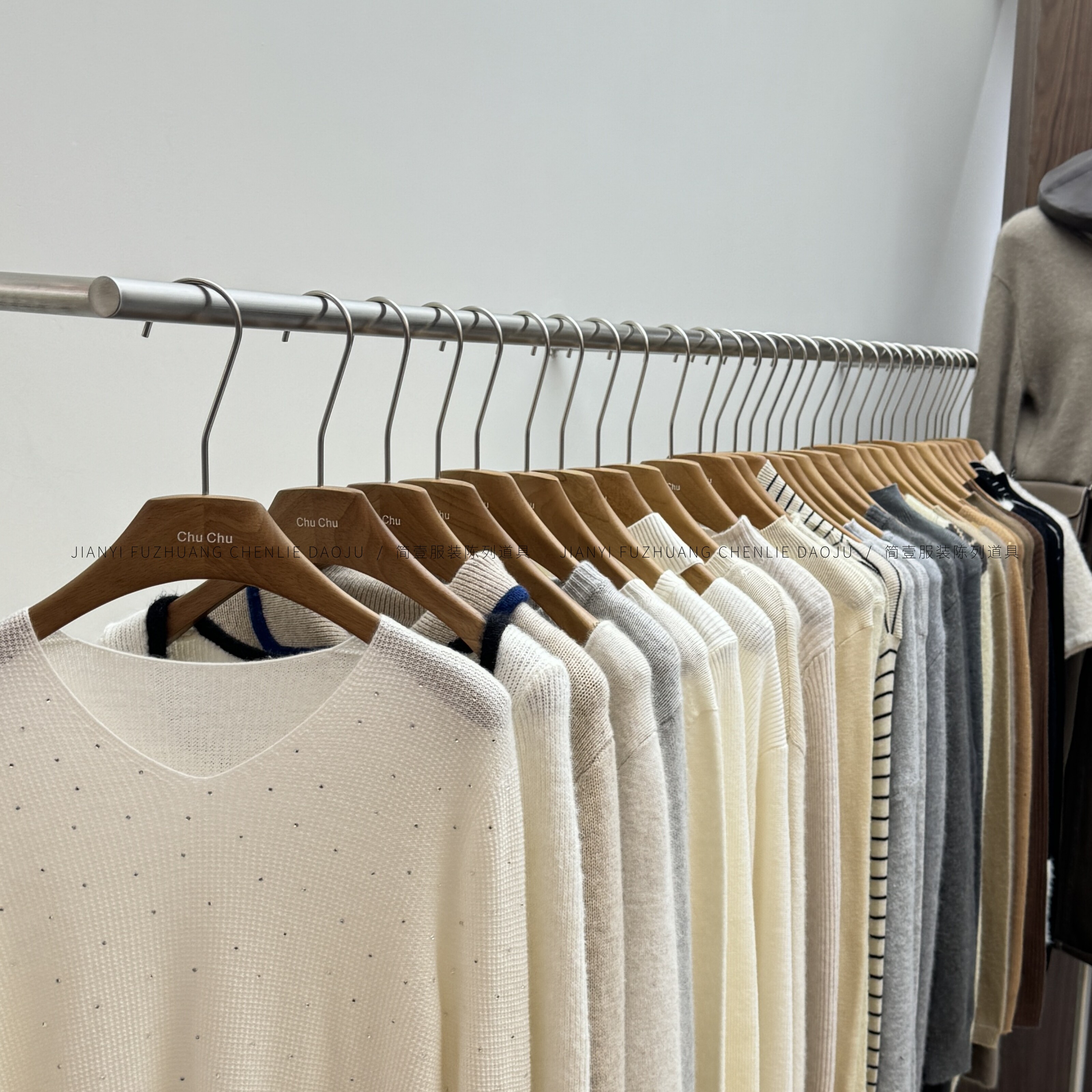 衣架服装店专用高档防滑无痕衣撑女装胡桃色橡木实木衣挂裤夹定制