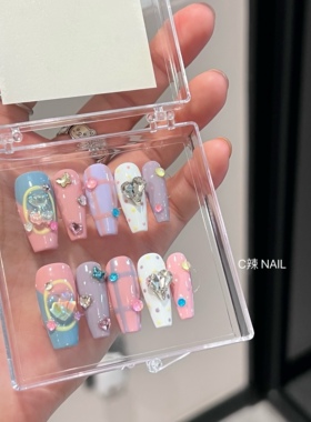 C辣Nail 新款甜妹美心可爱少女心美甲手工穿戴甲成品可拆卸假指甲