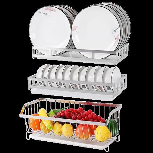 304不锈钢碗架沥水架厨房置物架碗碟架免打孔壁挂式蔬菜收纳架子