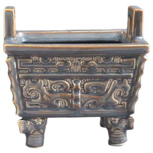 四足长方形鼎香炉家用供奉祖先祠堂供佛方鼎炉墓祭祀坟前户外陶瓷