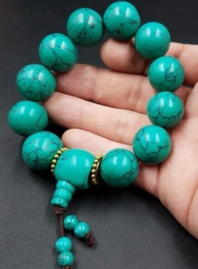 天然绿松石手串原矿手链项链佛珠圆珠散珠原石金刚星月菩提
