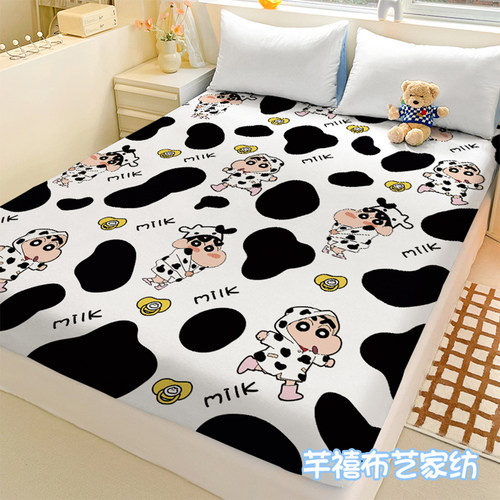 新款卡通蜡笔小新床笠单件可定制防滑固定床罩席梦思保护套防尘罩