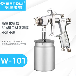明丽W-101油漆喷枪 高雾化汽车家具喷枪 塑胶件面漆气动油漆喷枪