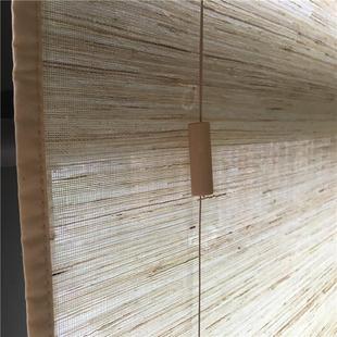 茶室客厅禅意半遮隔断日式 素织手工苎麻窗帘拉绳现代中式 卷帘定制