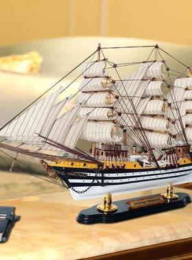 船模型摆件一帆风顺帆船摆件52cm精致地中海帆船模型一帆风顺彷真