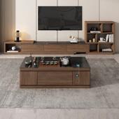 新中式 实木岩板功夫茶几多功能泡茶桌家用客厅办公室现代简约