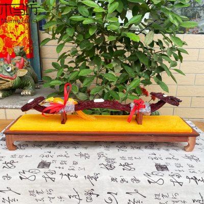 小叶紫檀玻璃罩如意摆件红木工艺品办公室桌面家居礼品摆设木雕