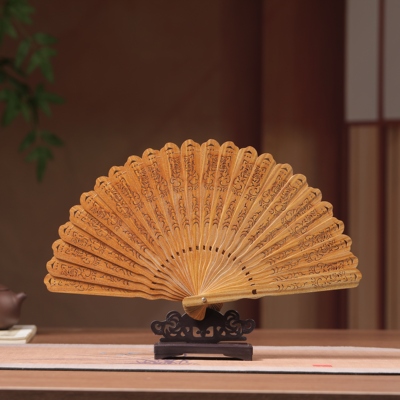 绿檀木镂空口袋扇子（送金丝楠钥匙扣）