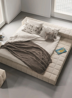 乔登/意式极简主卧床布艺轻奢高级感榻榻米双人床高端大气奶油风