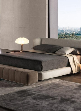 乔登意式极简布艺床侘寂风现代轻奢高端1米8主卧室双人床REEVES