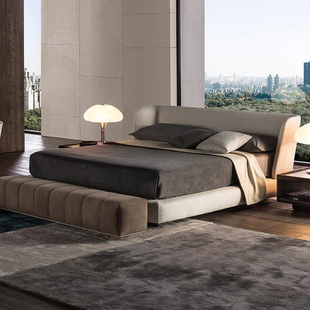 乔登意式极简布艺床侘寂风现代轻奢高端1米8主卧室双人床REEVES