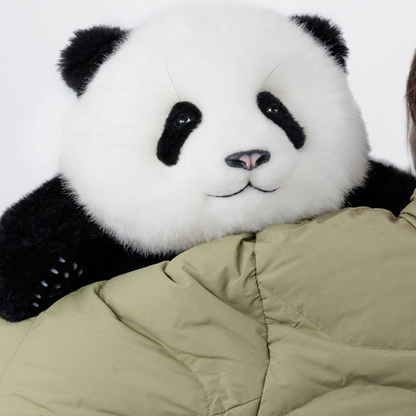 西柚熊猫羊毛仿真萌兰公仔