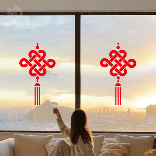中国结新年春节玻璃贴纸