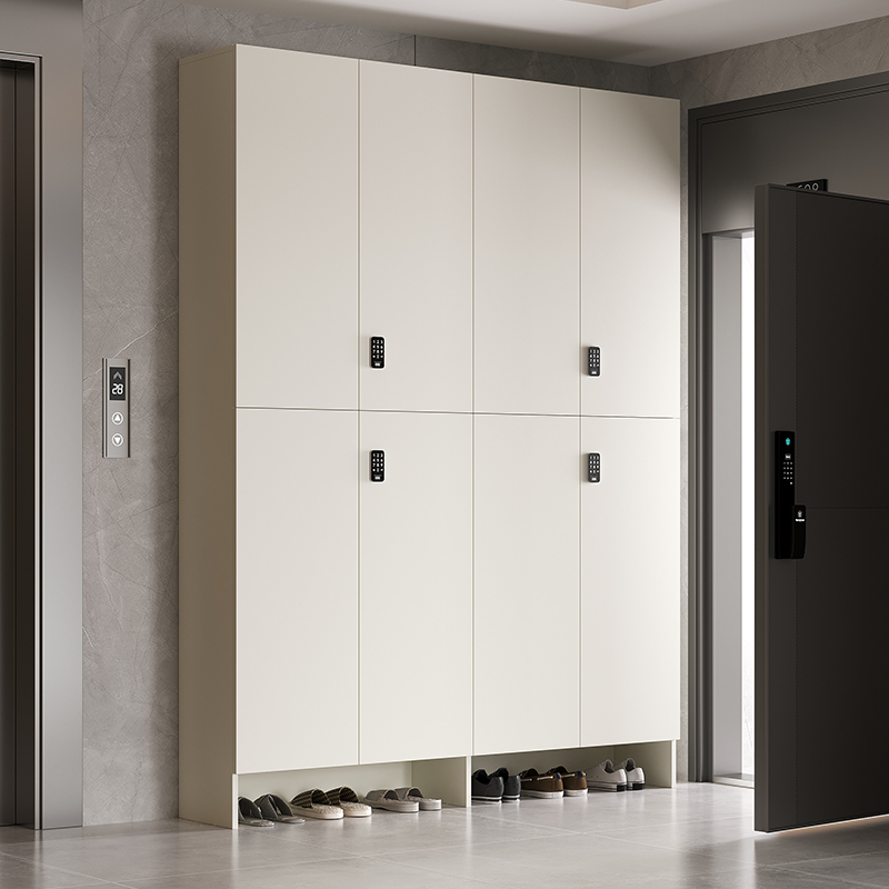 大容量过道带锁奶油风鞋柜