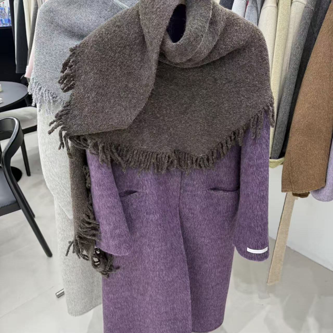 云朵级感百搭宽松羊毛外套(配可拆卸针织围巾)（含91.2羊毛）2560