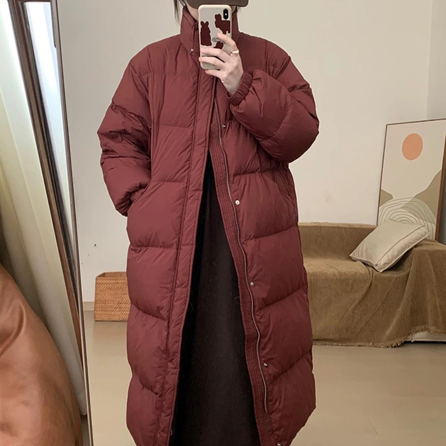 云朵设计小众复古风立领长款绗缝保暖羽绒服外套OR2669