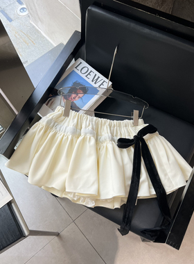 设计小众丝绒抽绳蝴蝶装饰混纺半身裙（含28羊毛）Y云M520122532