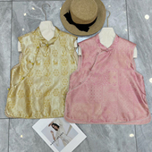 云朵设计26年早春极简大牌老钱新中式 桑蚕丝浮光锦马甲YS2 t593