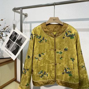 云朵2025冬上新新中式 98328 水貂棉服撞色轨迹保暖棉服外套T