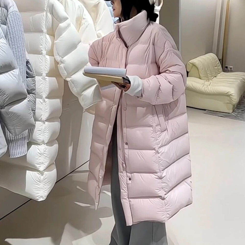 云朵设计排骨厚充绒长款保暖羽绒服外套保暖羽绒服外套8855