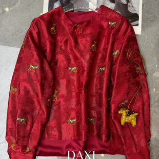 云朵26年早春上新马上有福高级感人丝小马刺绣上衣马甲212488