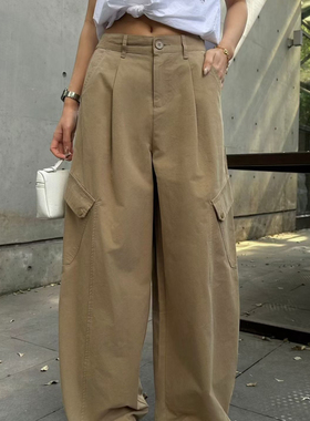 云朵26年早春新款弯刀纯色休闲工装裤92017