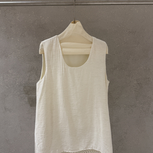 云朵式 上衣U领气质高级感纯色匹马棉100背心OZY092 设计感流苏无袖