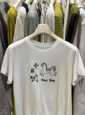 云朵设计26年夏上新小马字母刺绣圆领时尚短袖T恤Q11203