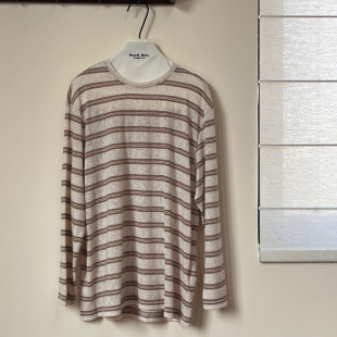 云弛感圆领条纹宽松休闲百搭中性显瘦条纹长袖 g26021 T恤不含下装