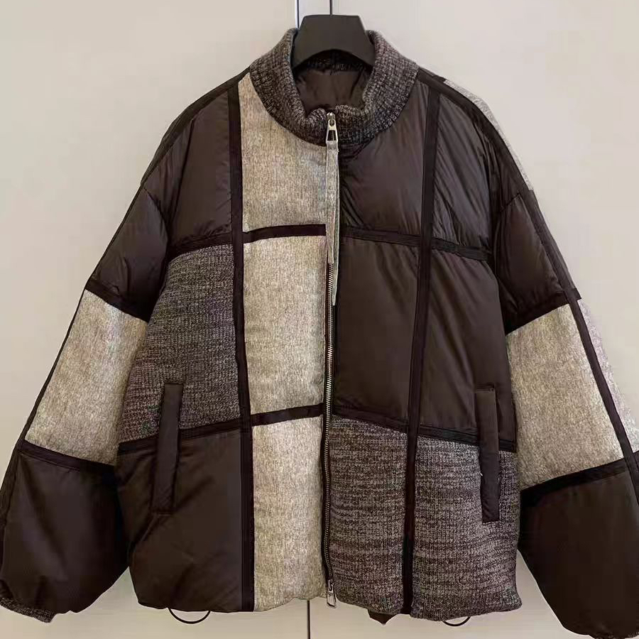 云朵家韩版九宫格拼接休闲保暖羽绒服外套8959