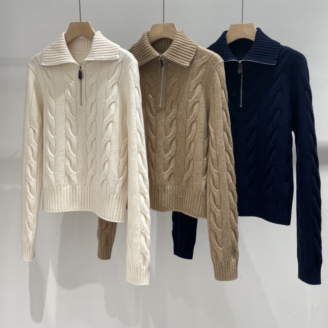 云朵经典老钱风半拉链翻领绞花羊绒衫（含100羊绒）A0560,自行车/骑行装备/零配件,自行车整车大保养工时,淘宝优惠券,粉丝福利购,淘宝优惠卷