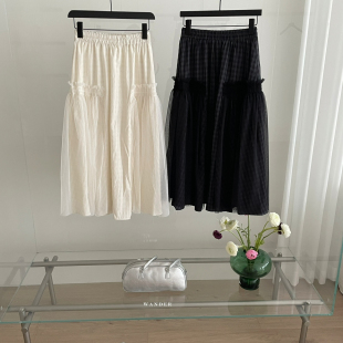 云朵设计26年早春设计师款 拼纱半身裙36076