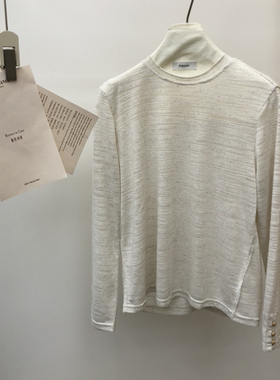 云朵15亚麻简约慵懒风圆领宽松长袖T恤长袖T恤(不含下装)BX0021