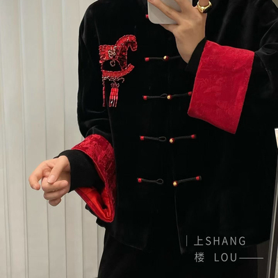 云朵轻奢优雅气质丝绒盘扣短外套xx8387