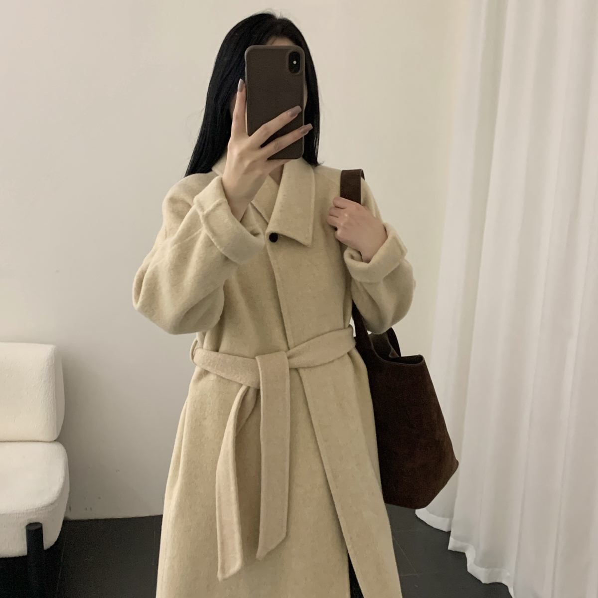 云朵10羊绒90羊毛韩系极简大牌经典款羊毛外套（含10羊绒）05786